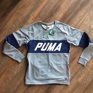 New Puma Men's Grey Navy Crewneck Sweater